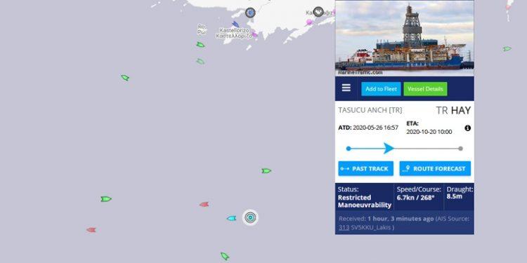 Αιφνιδιαστική εμφάνιση του τουρκικού γεωτρύπανου Kanuni νότια από το Καστελόριζο!
