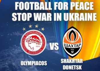 Φιλικό Ολυμπιακού-Σαχτάρ με σύνθημα «ποδόσφαιρο για την ειρήνη, να σταματήσει ο πόλεμος στην Ουκρανία».