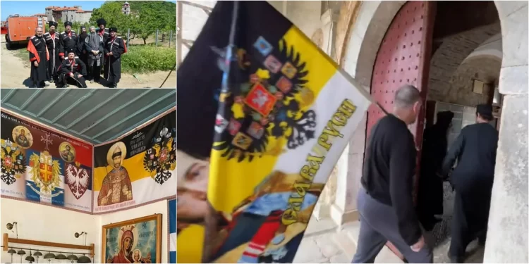 Άγιο Όρος: Ρώσοι υπερεθνικιστές με λάβαρα και στρατιωτικές στολές στη Μονή Εσφιγμένου καταγγέλλει ο ηγούμενος