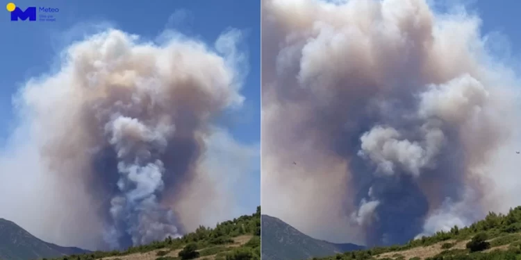 Φωτιά στο Πόρτο Γερμενό: Δυσμενείς μέχρι τις 19:00 οι πυρομετεωρολογικές συνθήκες – Ορατοί από την Πεντέλη οι καπνοί