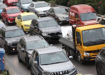 Μποτιλιάρισμα στους δρόμους της Αθήνας λόγω βροχής