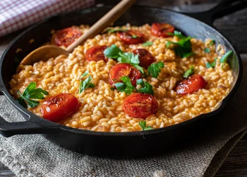 Η απλή κομψότητα της ιταλικής σπιτικής κουζίνας σε έναν υπέροχο ριζότο με σάλτσα ντομάτας.