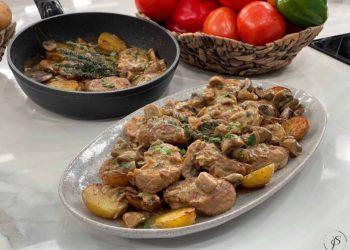 Ψαρονέφρι με μανιτάρια και κρεμώδη σάλτσα μουστάρδας