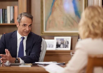 Ο Κυριάκος Μητσοτάκης σε τηλεοπτική συνέντευξη ΓΡΑΦΕΙΟ ΤΥΠΟΥ ΠΡΩΘΥΠΟΥΡΓΟΥ/ΔΗΜΗΤΡΗΣ ΠΑΠΑΜΗΤΣΟΣ