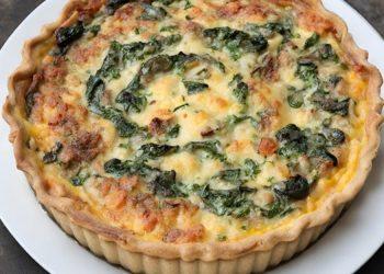 Τάρτα με σπανάκι, μανιτάρια και μπλε τυρί