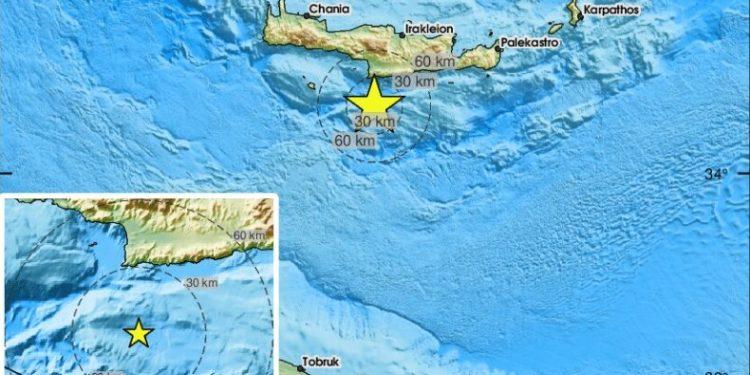 Διπλός σεισμός στην Κρήτη σε διάστημα ενός λεπτού: 4,8 και 4,1 Ρίχτερ