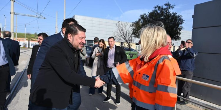 Αυτοψία Χαρδαλιά στο έργο επέκτασης του αμαξοστασίου των τραμ στο Ελληνικό