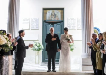 Στιγμιότυπο από τον γάμο του Γιάννη Ραγκούση και της Μαρίνας Κοντοτόλη /ΣΩΤΗΡΗΣ ΔΗΜΗΤΡΟΠΟΥΛΟΣ/EUROKINISSI