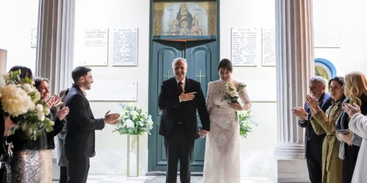 Στιγμιότυπο από τον γάμο του Γιάννη Ραγκούση και της Μαρίνας Κοντοτόλη /ΣΩΤΗΡΗΣ ΔΗΜΗΤΡΟΠΟΥΛΟΣ/EUROKINISSI